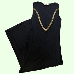 Vintage VS Black Maxi Dress with Gold Accent
